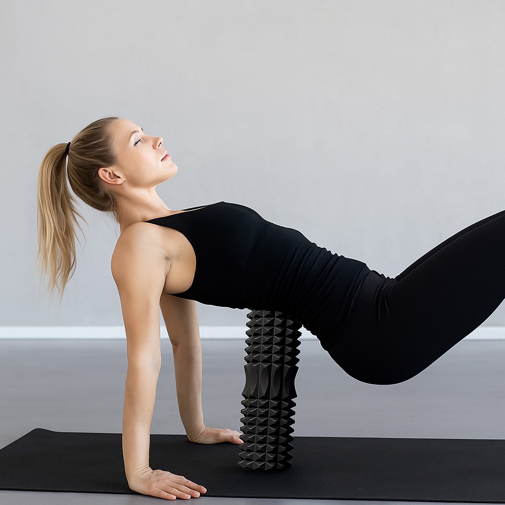 Yoga Fitness Massage - EVAフォームフィットネスバックローラー、トリガーポイント高密度ヨガフォームローラー、安定したセルフマッサージツール、フィットネスヨガコラムエクササイズ