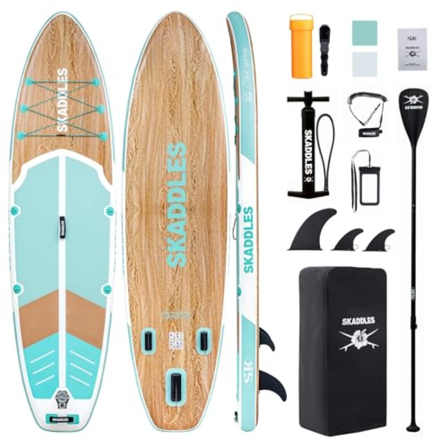 Yoga Fitness Board - 釣り、ヨガ、フィットネス、家族での楽しみに最適なインフレータブルスタンドアップパドルボード。PVC素材。ブルー。滑り止めデッキ付き106。
