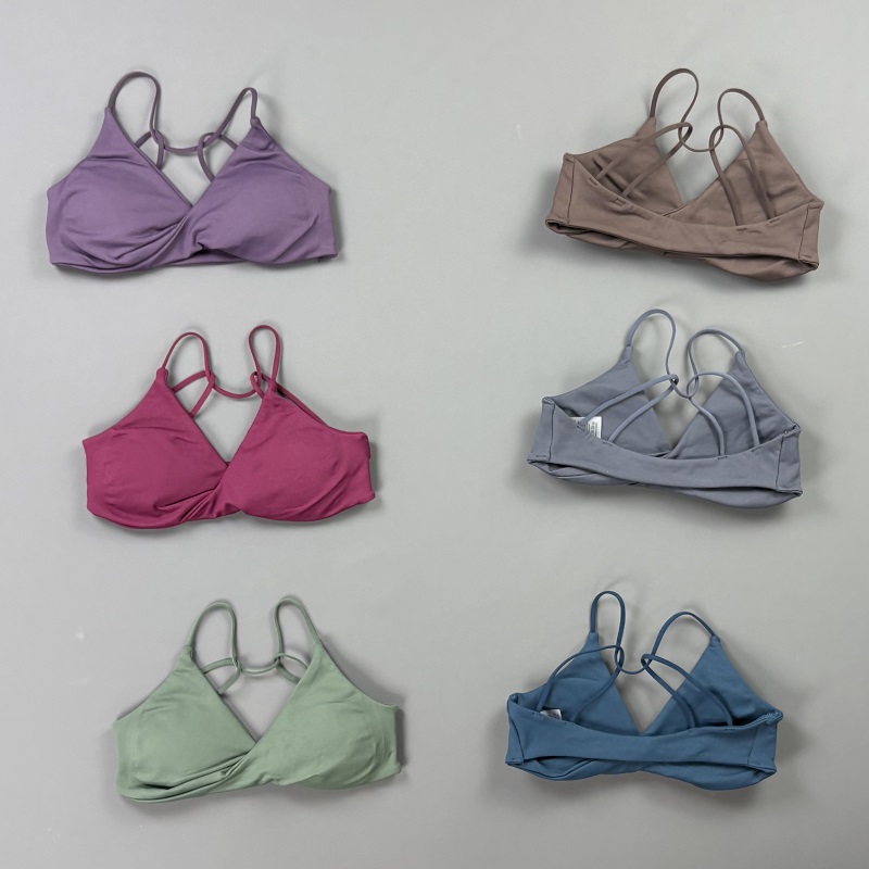 Yoga Fitness Body - ビジョンウィメンズスポーツブラ Vネックツイストフロント細ストラップクロスバックシームレスパッド入りヨガブラジムピラティスランニングワークアウト下着