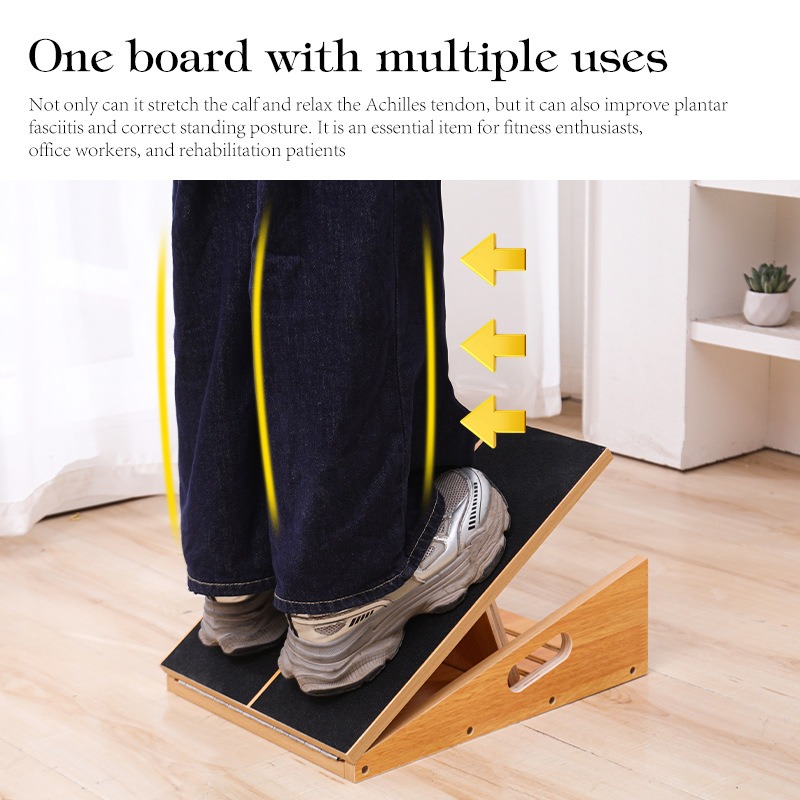 Yoga Fitness Board - 調整可能な木製バランスストレッチボード、筋肉緩和、足首リハビリ、ヨガトレーナー、自宅用ポータブルコアトレーニングフィットネスギア