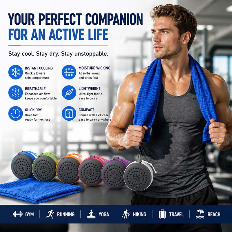 Yoga Fitness Gym - インスタント冷却タオル EVAケース付き 速乾 スポーツジムフィットネス メッシュアイスタオル ランニング