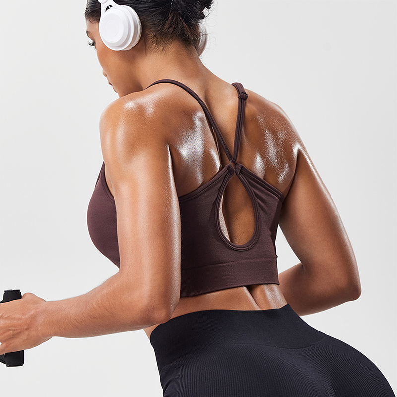 Yoga Fitness Body - 女性用ホローバック調節可能ストラップスポーツブラ通気性メッシュUネックヨガクロップトップサポートフィットネスワークアウトタンク
