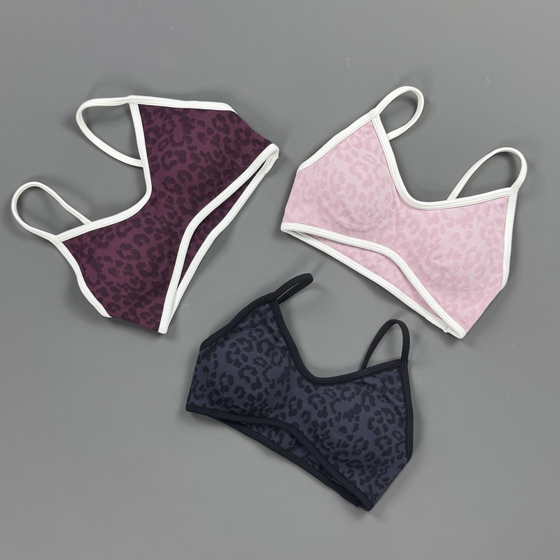 スポーツブラ女性ヒョウ柄薄型調節可能なストラップブラジャーリ - Yoga Fitness Exercises のレビューと価格