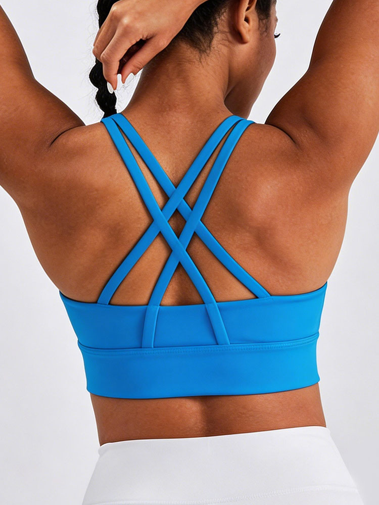 新しい女性用ソリッドカラー高強度サポートスポーツブラクロスバ - Yoga Fitness Body のレビューと価格