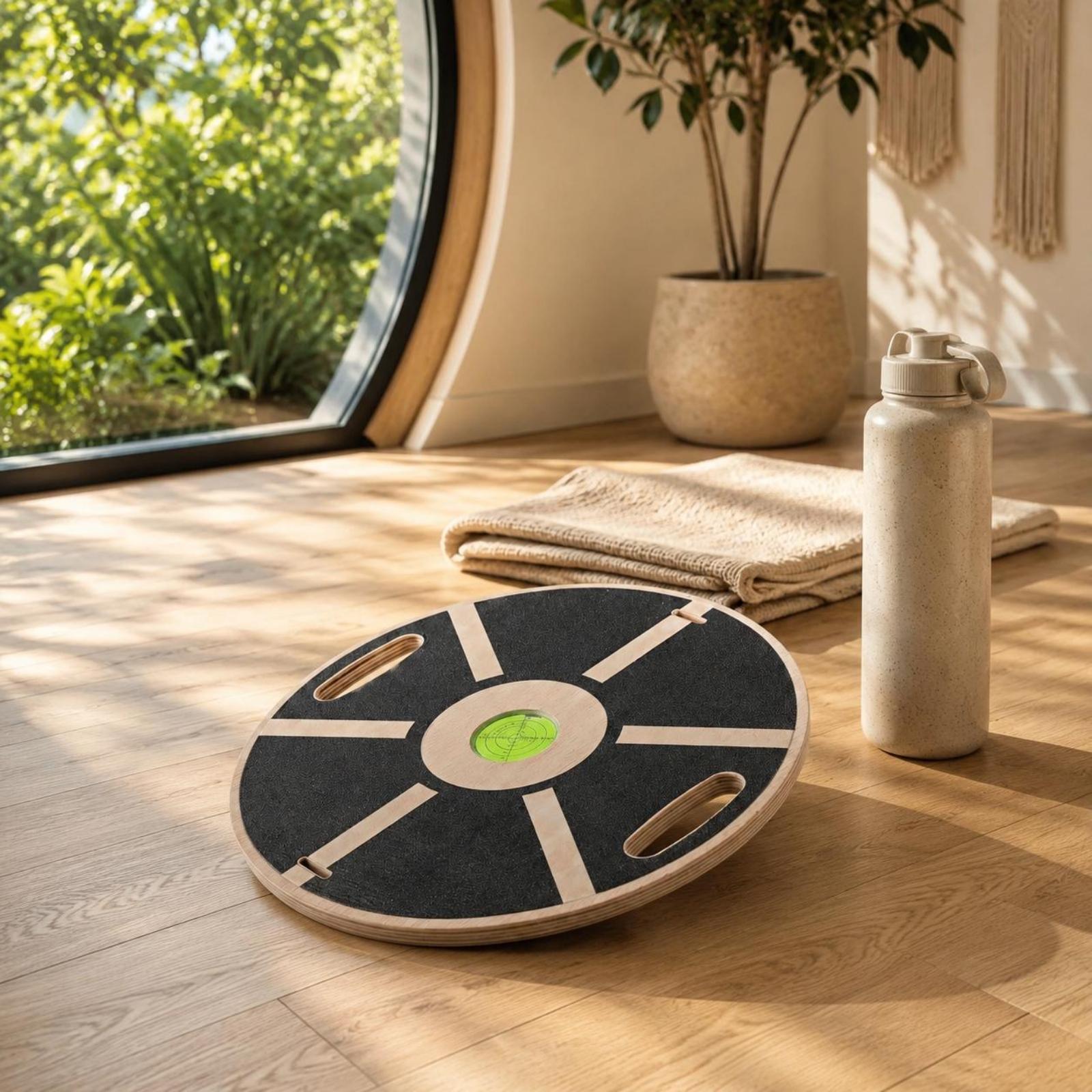 ホームフィットネス木製バランスボード ラウンドデザイン 多機 - Yoga Fitness Board のレビューと価格