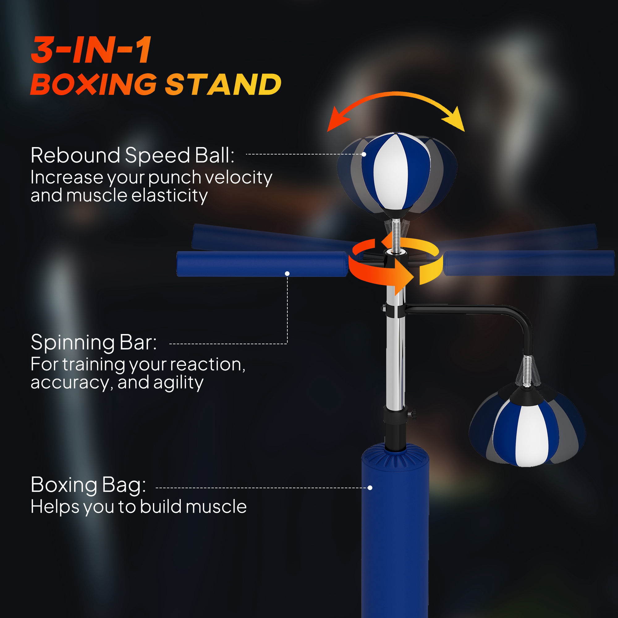 4.6-6.7スピードバッグボクシングバッグスタンド、リフレ - Boxing Punching Bag のレビューと価格