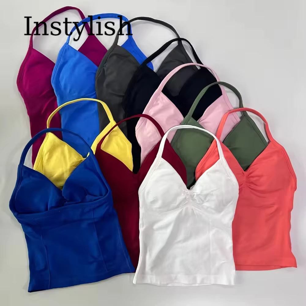 女性用シームレスヨガ2ピースセット ホルターVネック ルシュ - Yoga Fitness Gym のレビューと価格