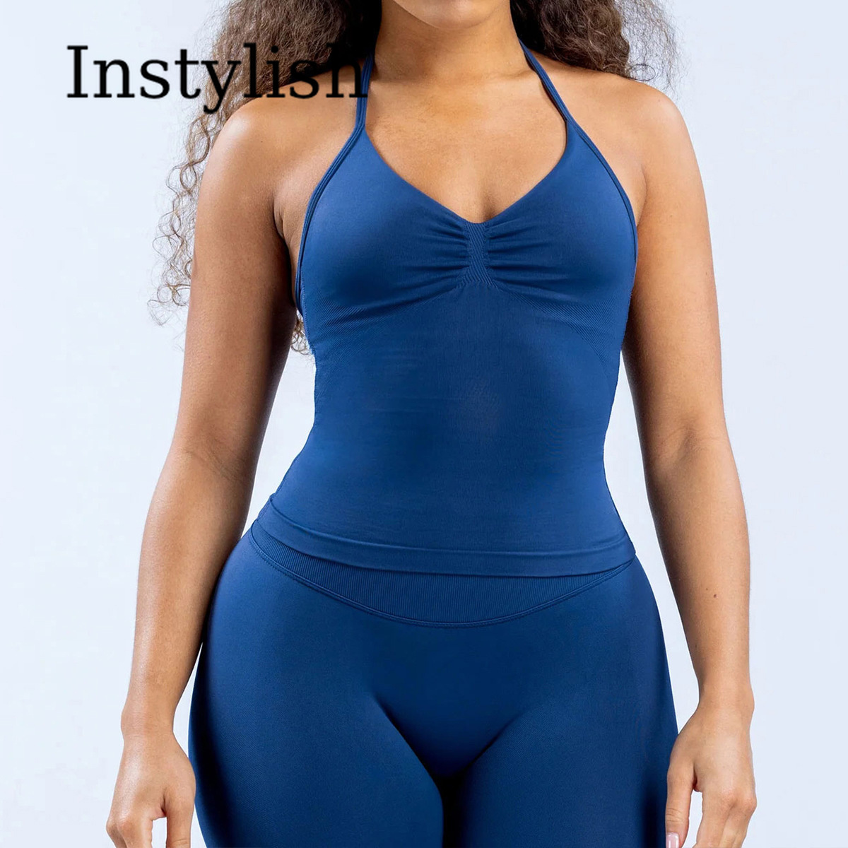女性用シームレスヨガ2ピースセット ホルターVネック ルシュ - Yoga Fitness Gym のレビューと価格